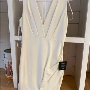 Lulu's Cream V-Neck Mini Dress